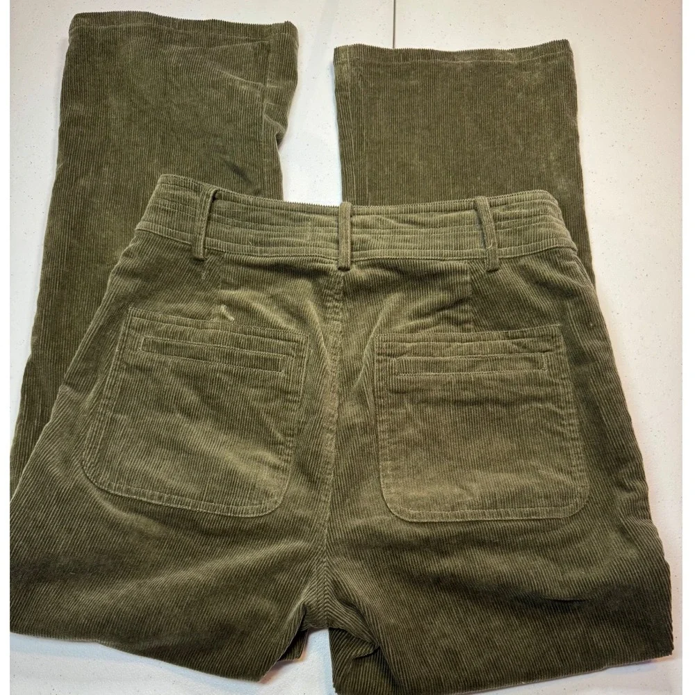 APIECE APART Slim Martson Corduroy‎ Pants High Waisted Olive Green Sz 4 Academia